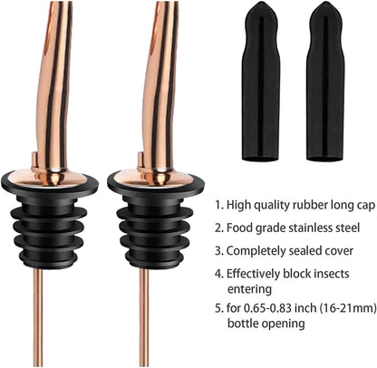 6 Pack Liquor Bottle Pourers, Liquor Pour Spout for Liquor Bottles, Stainless Steel Olive oil Dispenser Spout, Alcohol Pourer Spouts Dust Caps Covers Fixed, Sliver