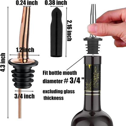 6 Pack Liquor Bottle Pourers, Liquor Pour Spout for Liquor Bottles, Stainless Steel Olive oil Dispenser Spout, Alcohol Pourer Spouts Dust Caps Covers Fixed, Sliver