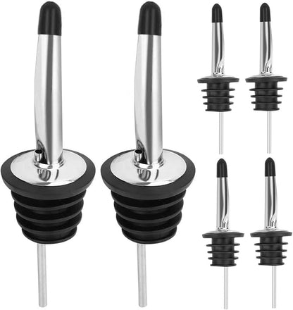 6 Pack Liquor Bottle Pourers, Liquor Pour Spout for Liquor Bottles, Stainless Steel Olive oil Dispenser Spout, Alcohol Pourer Spouts Dust Caps Covers Fixed, Sliver