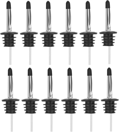 6 Pack Liquor Bottle Pourers, Liquor Pour Spout for Liquor Bottles, Stainless Steel Olive oil Dispenser Spout, Alcohol Pourer Spouts Dust Caps Covers Fixed, Sliver