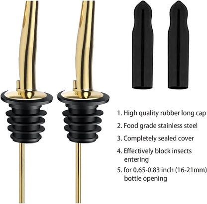 6 Pack Liquor Bottle Pourers, Liquor Pour Spout for Liquor Bottles, Stainless Steel Olive oil Dispenser Spout, Alcohol Pourer Spouts Dust Caps Covers Fixed, Sliver