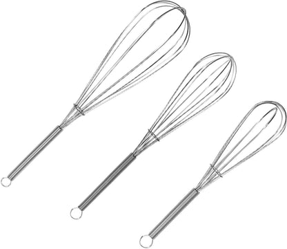 Whisks for Cooking Set, Stainless Steel Wisker for Baking, Blending, Rust-Proof Balloon Wire Whisker Egg Whisk Hand Mixers (8 in + 12 in, 2)