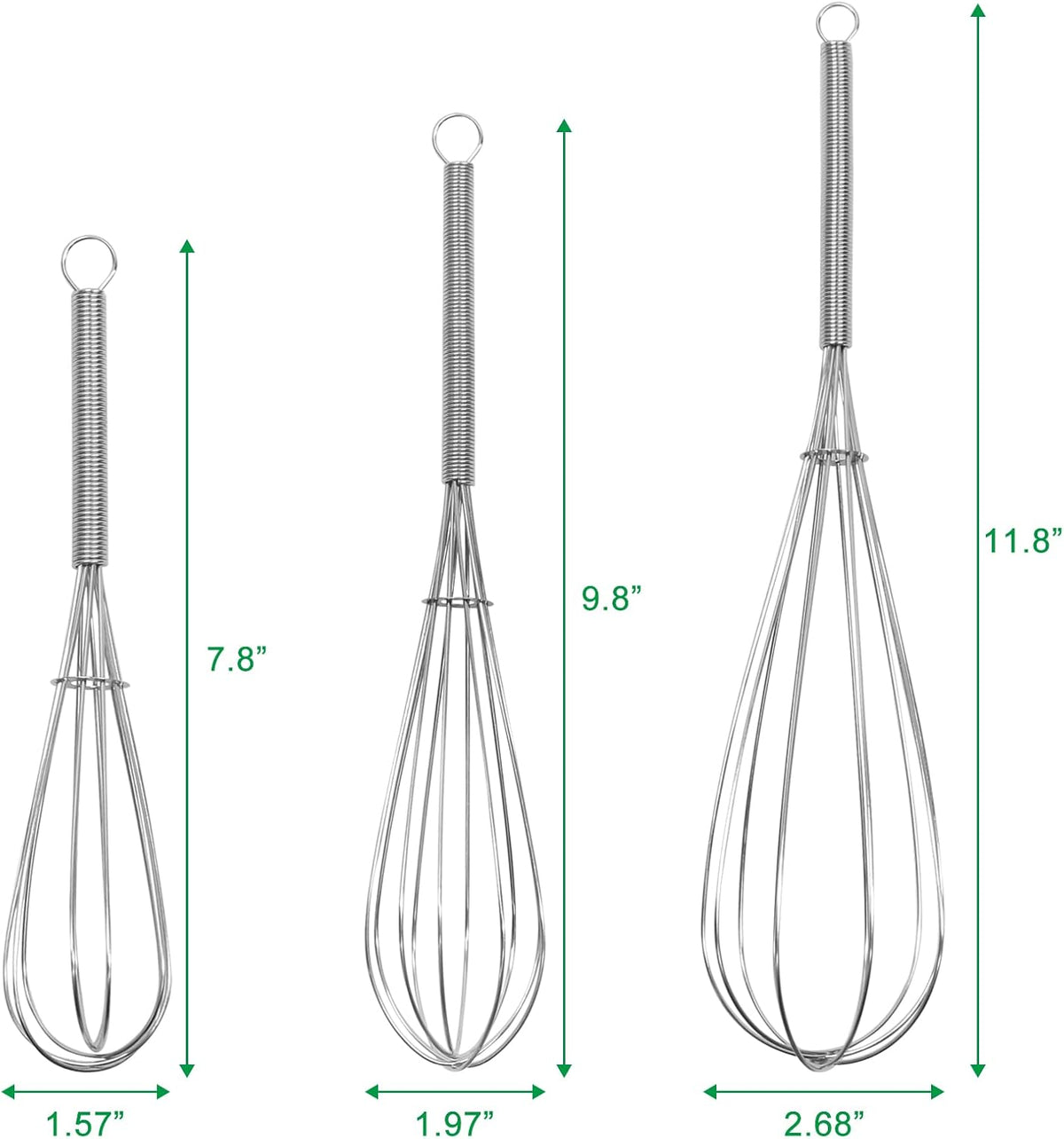 Whisks for Cooking Set, Stainless Steel Wisker for Baking, Blending, Rust-Proof Balloon Wire Whisker Egg Whisk Hand Mixers (8 in + 12 in, 2)
