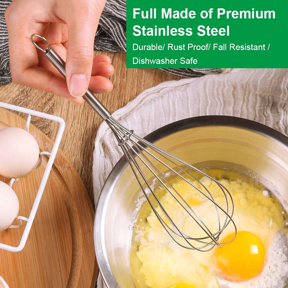 Whisks for Cooking Set, Stainless Steel Wisker for Baking, Blending, Rust-Proof Balloon Wire Whisker Egg Whisk Hand Mixers (8 in + 12 in, 2)