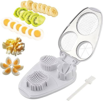 3-In-1 Egg Slicer for Hard Boiled Eggs,Stainless Steel Egg Cutter with 3 Cutting Modes,Multipurpose Kitchen Gadget,Dicer for Butter Strawberry,Mushroom,Banana,Cherry,Tomato