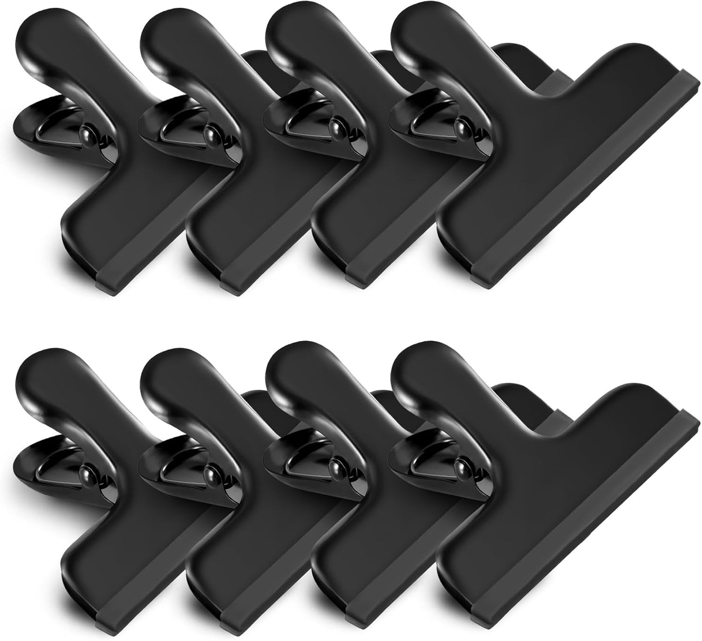 8 Pack Stainless Steel Chip Bag Clips Covered with Silicone - NO More Sharp Edges - Color Coded for Food Bags - Air Tight Seal, Heavy Duty for Kitchen and Office, 3 Inches