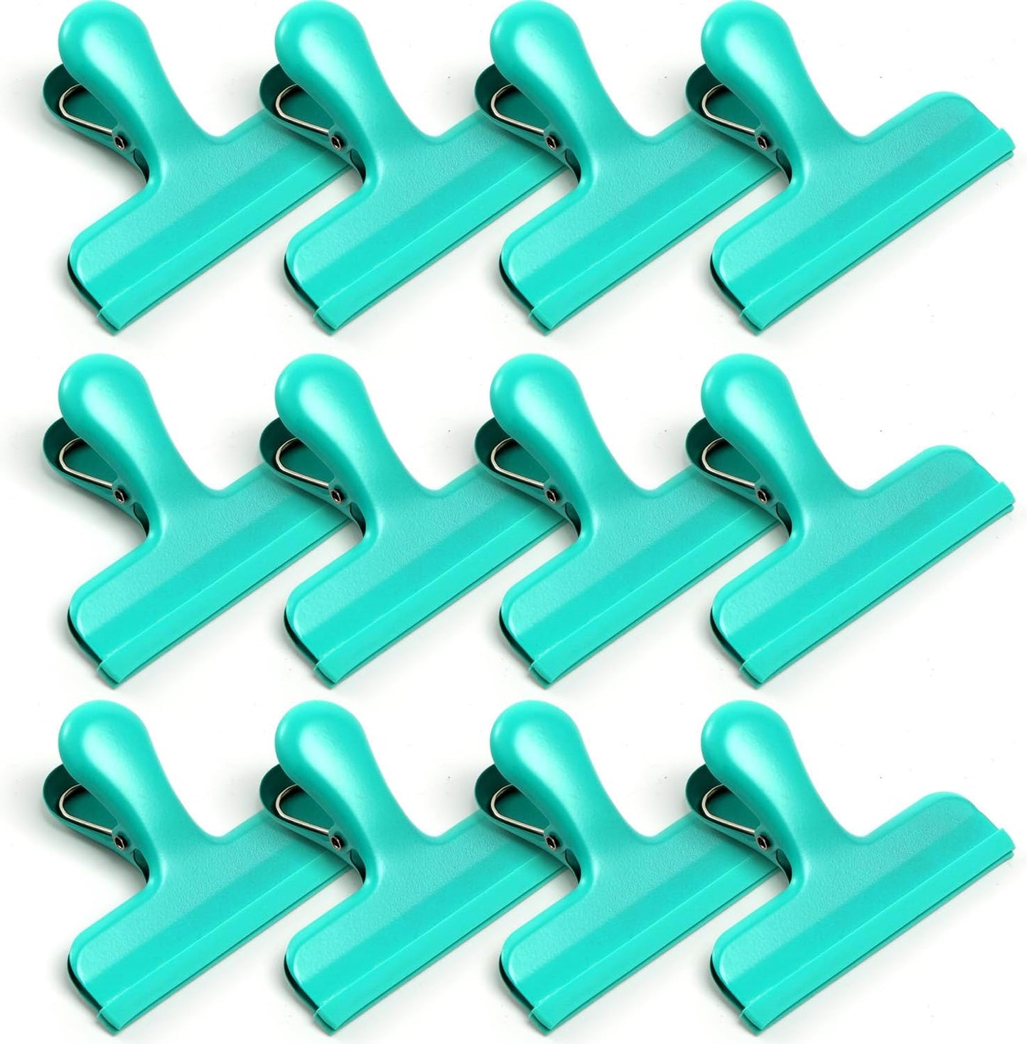 8 Pack Stainless Steel Chip Bag Clips Covered with Silicone - NO More Sharp Edges - Color Coded for Food Bags - Air Tight Seal, Heavy Duty for Kitchen and Office, 3 Inches