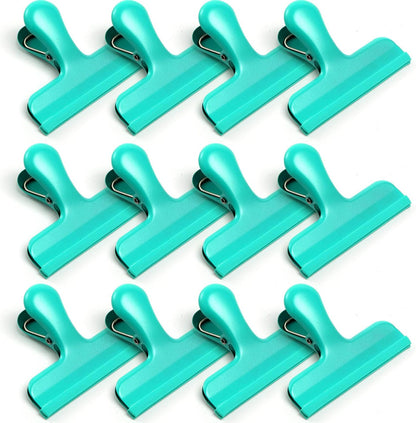 8 Pack Stainless Steel Chip Bag Clips Covered with Silicone - NO More Sharp Edges - Color Coded for Food Bags - Air Tight Seal, Heavy Duty for Kitchen and Office, 3 Inches