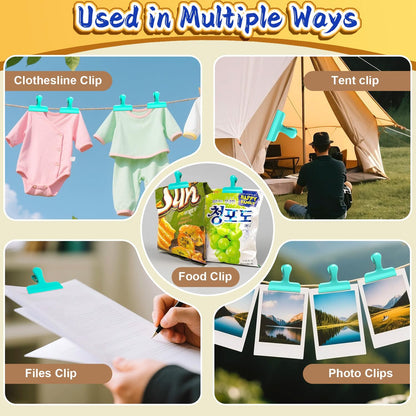8 Pack Stainless Steel Chip Bag Clips Covered with Silicone - NO More Sharp Edges - Color Coded for Food Bags - Air Tight Seal, Heavy Duty for Kitchen and Office, 3 Inches