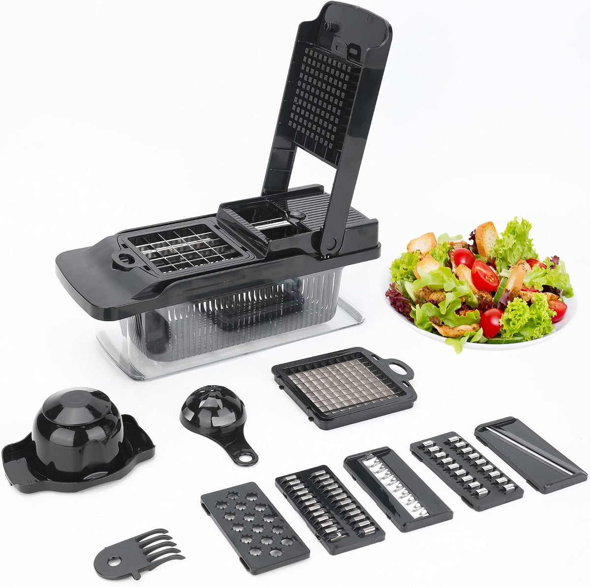 Vegetable Chopper 14 in 1 with Stainless Steel Blades – Multifunctional Onion Chopper, Mandoline Slicer, Food Dicer, Kitchen Cutter Set and must have Kitchen appliances and tools