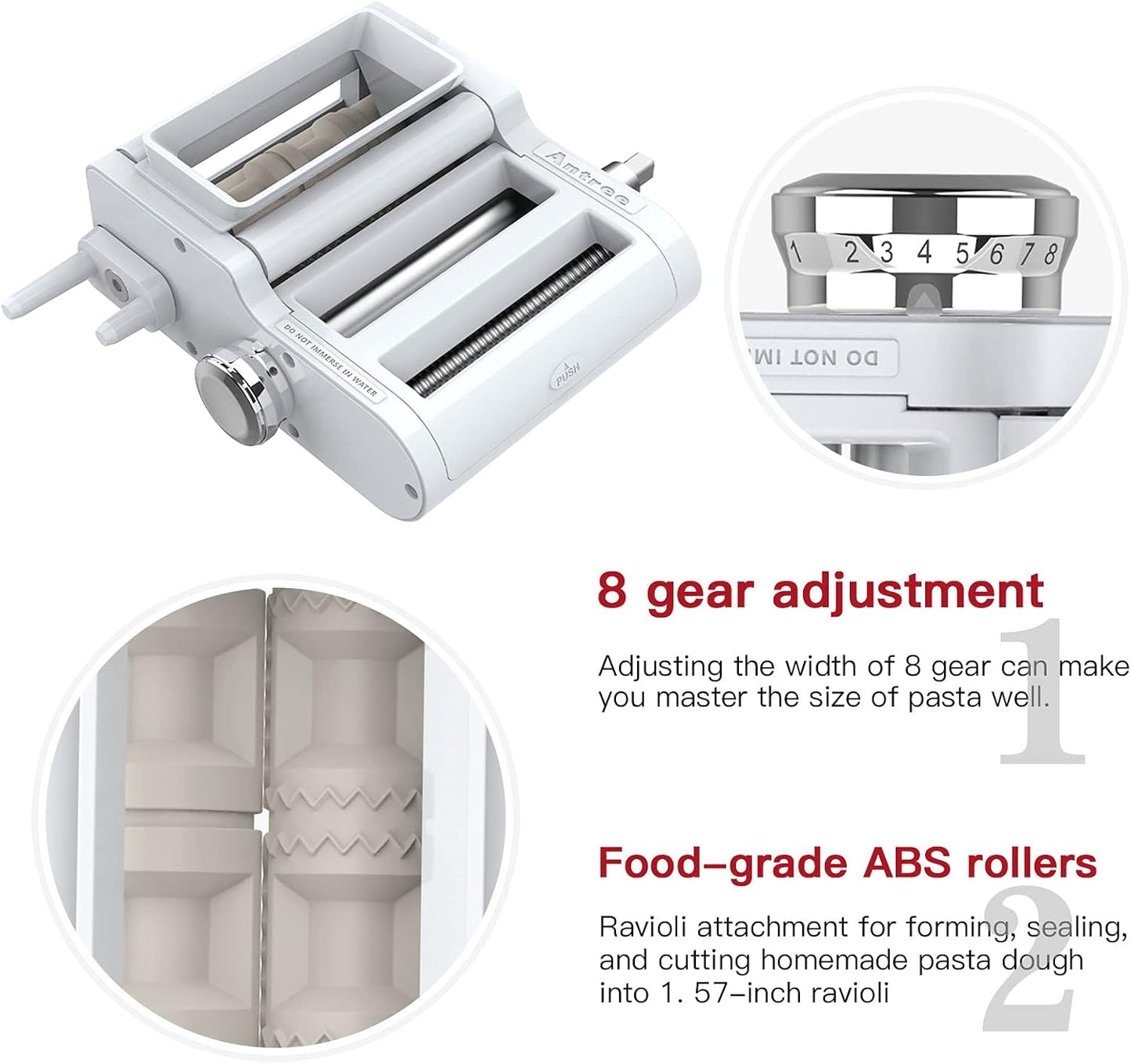 3-IN-1 Pasta Attachment & Ravioli Attachment for KitchenAid Stand Mixers, Pasta Maker Assecories included Pasta Sheet Roller, Spaghetti Cutter and Ravioli Maker Attachment