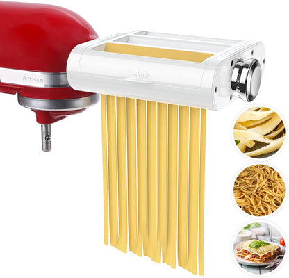 3-IN-1 Pasta Attachment & Ravioli Attachment for KitchenAid Stand Mixers, Pasta Maker Assecories included Pasta Sheet Roller, Spaghetti Cutter and Ravioli Maker Attachment
