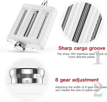 3-IN-1 Pasta Attachment & Ravioli Attachment for KitchenAid Stand Mixers, Pasta Maker Assecories included Pasta Sheet Roller, Spaghetti Cutter and Ravioli Maker Attachment