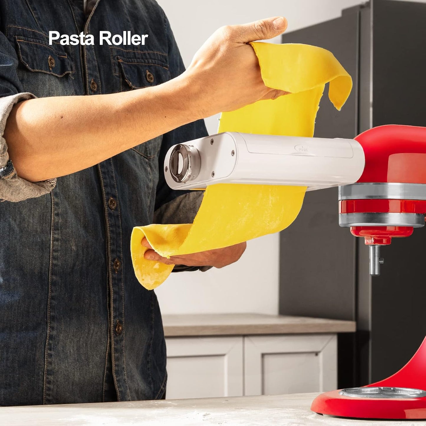 3-IN-1 Pasta Attachment & Ravioli Attachment for KitchenAid Stand Mixers, Pasta Maker Assecories included Pasta Sheet Roller, Spaghetti Cutter and Ravioli Maker Attachment
