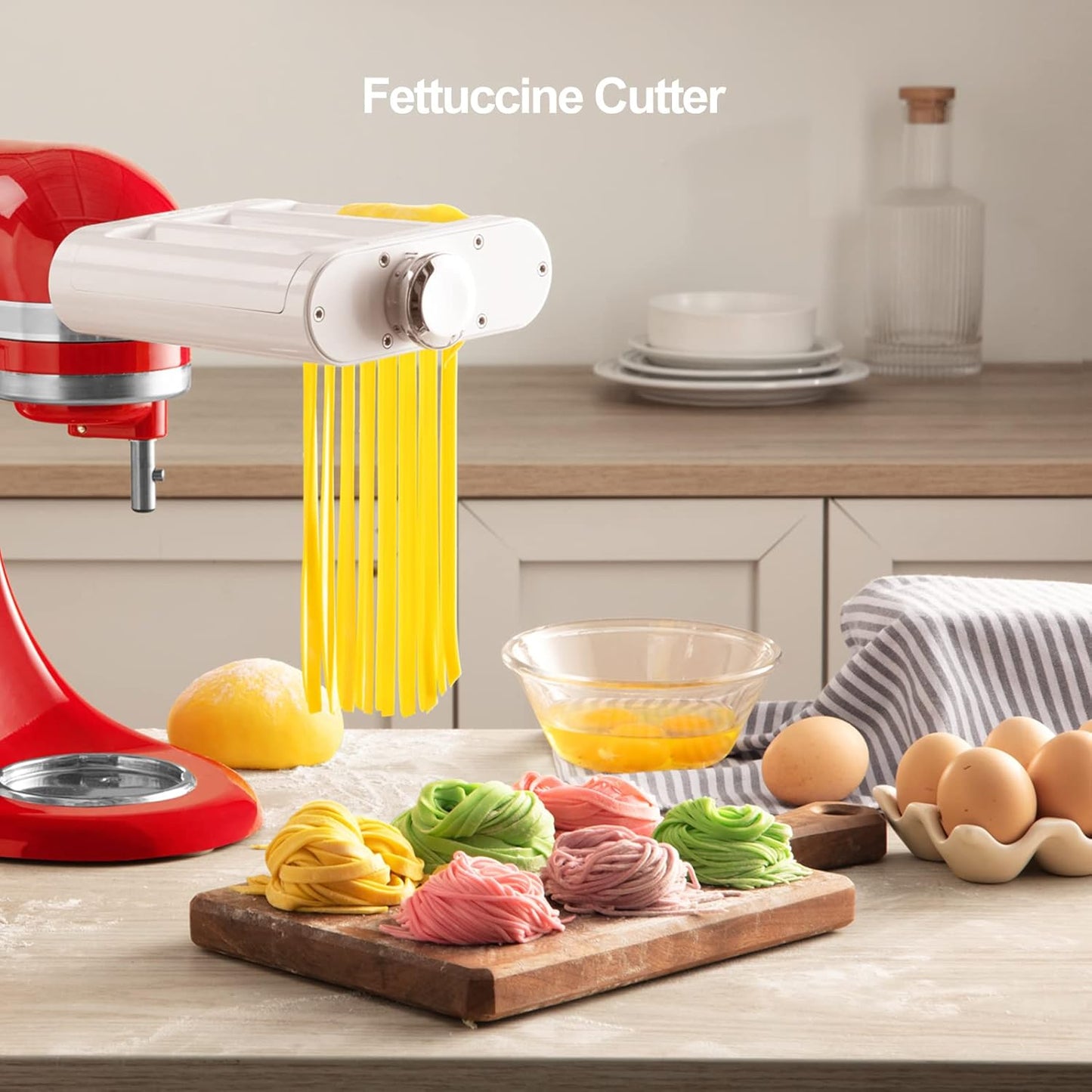 3-IN-1 Pasta Attachment & Ravioli Attachment for KitchenAid Stand Mixers, Pasta Maker Assecories included Pasta Sheet Roller, Spaghetti Cutter and Ravioli Maker Attachment