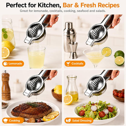 Premium Lemon Squeezer, Large Heavy Duty Handhelp Juicer for Lemon, Metal Hand Press Citrus Juicer, Lime Squeezer Bar Tool, Manual Citrus Press