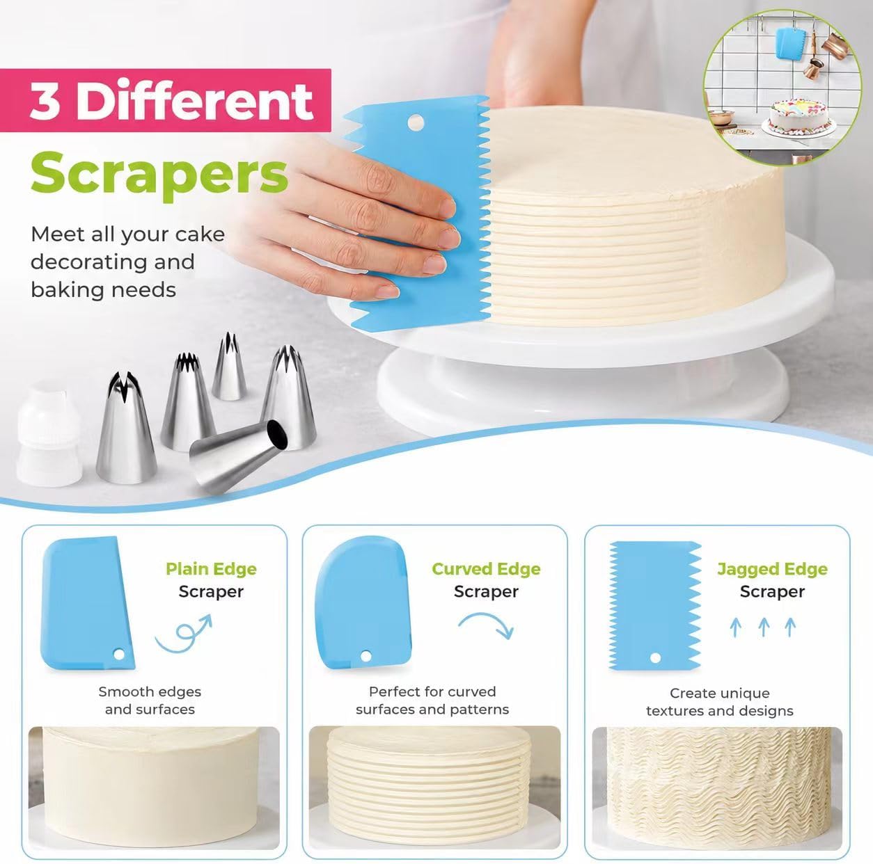 17 Pcs Reusable Piping Bags and Tips Set, Professional Cake Decorating Supplies with Standard Couplers and Silicone Rings, Frosting Baking Tools for Cupcake and Cookie Icing Decoration
