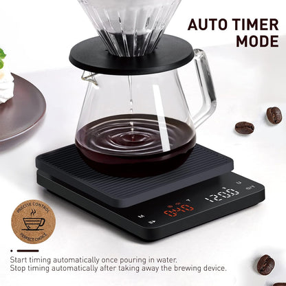 BAGAIL Coffee Scale with Timer, 0.1g/3kg Precision | For Drip Espresso & Pour Over, Rechargeable, Clear LED Display, Auto Tare, Waterproof Silicone Cover, Charging Cable Included