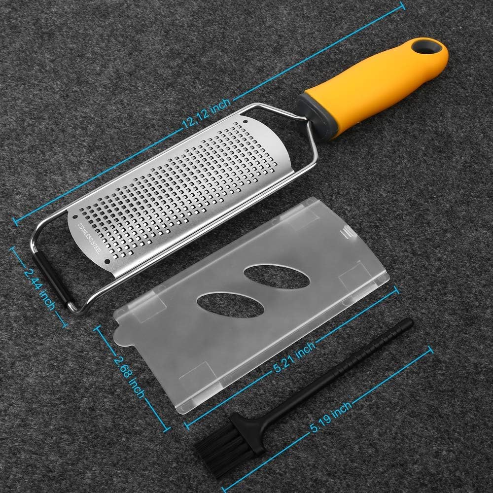 Lemon Zester, Hand Cheese Grater, Zester Grater with Handle, with Razor-Sharp Stainless Steel Blade, Protective Cover and Cleaning brush, Dishwasher Safe, by NSpring