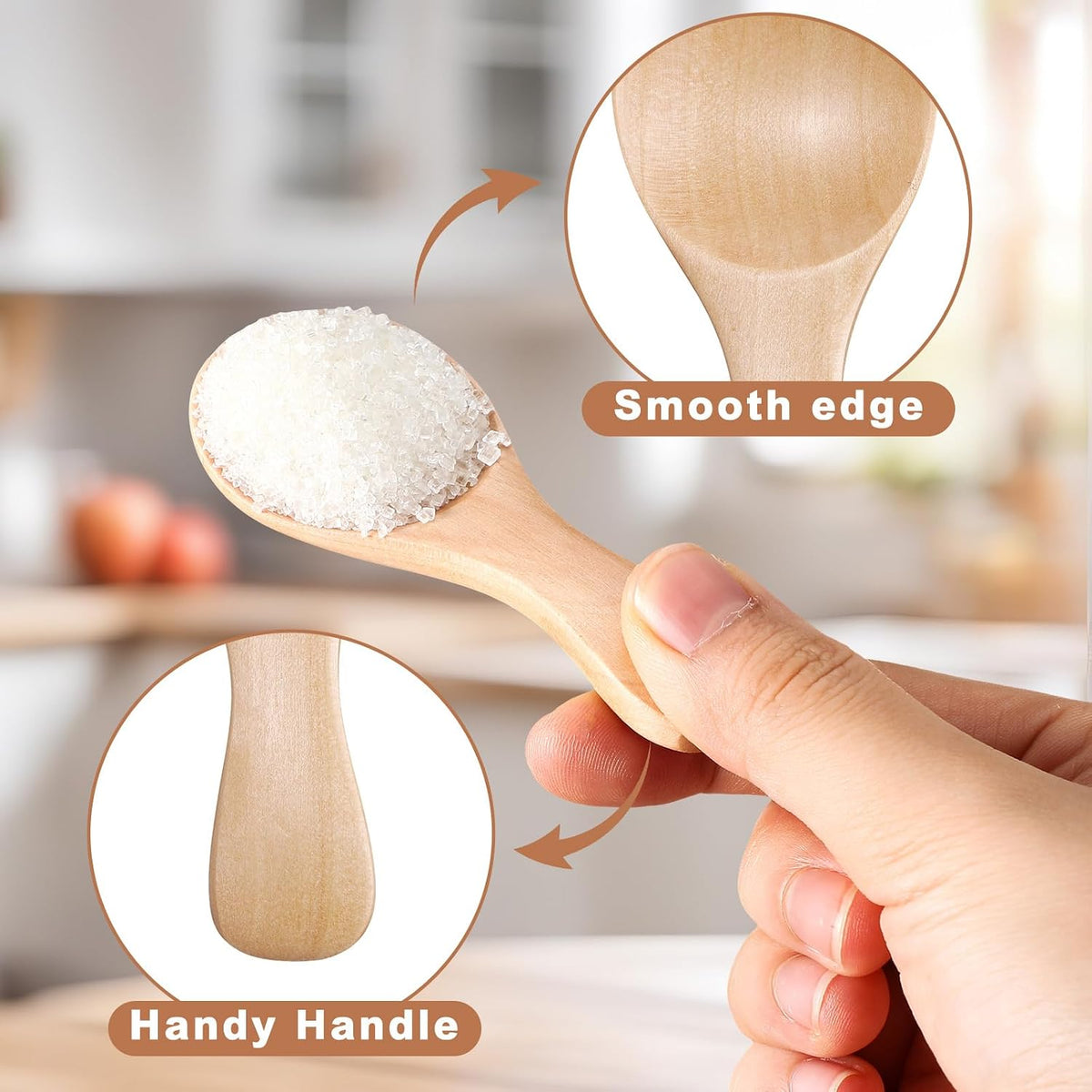 4 Pcs Small Wooden Spoons for Jar Cooking Seasoning, 3.1 x 1.4 Inch