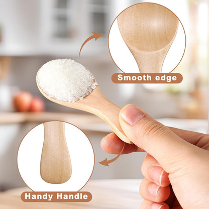 4 Pcs Small Wooden Spoons for Jar Cooking Seasoning, 3.1 x 1.4 Inch