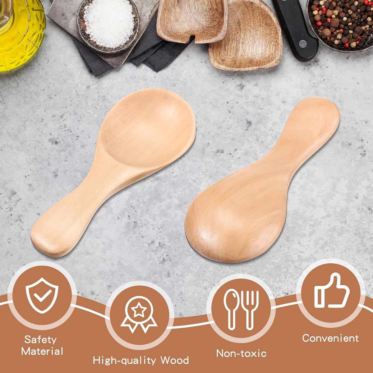 4 Pcs Small Wooden Spoons for Jar Cooking Seasoning, 3.1 x 1.4 Inch
