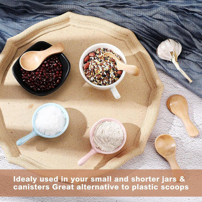 4 Pcs Small Wooden Spoons for Jar Cooking Seasoning, 3.1 x 1.4 Inch