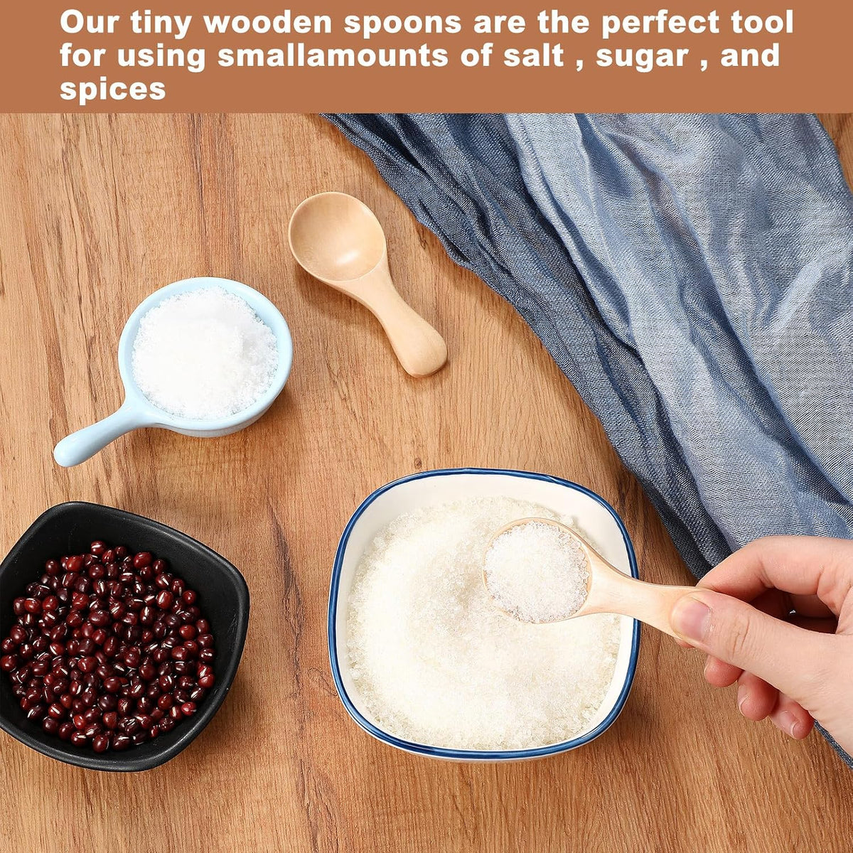 4 Pcs Small Wooden Spoons for Jar Cooking Seasoning, 3.1 x 1.4 Inch