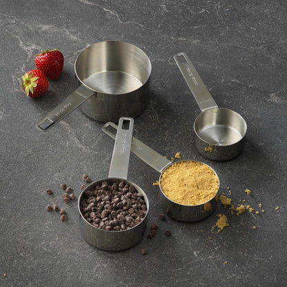Gourmet Measuring Cup Set, Stainless Steel 4-pc., 1/4, 1/3, 1/2, 1 Cup etched measurements
