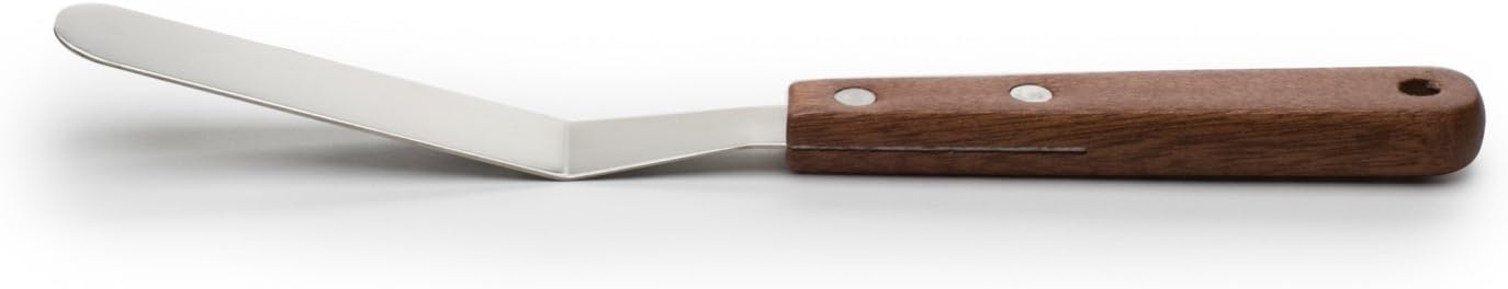 Fox Run Offset Icing Spatula, 4.25-Inch Stainless Steel Blade, Wood Handle, Metallic
