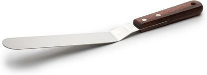 Fox Run Offset Icing Spatula, 4.25-Inch Stainless Steel Blade, Wood Handle, Metallic
