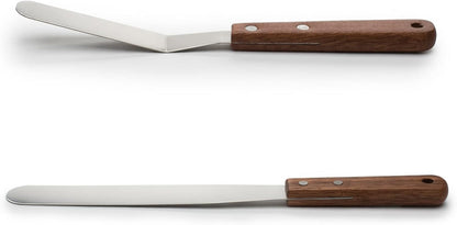 Fox Run Offset Icing Spatula, 4.25-Inch Stainless Steel Blade, Wood Handle, Metallic