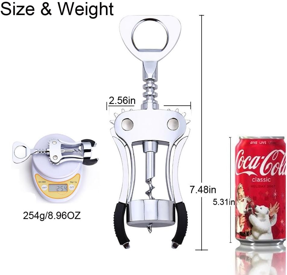 Wing Corkscrew Red Wine Bottle Opener,Zinc Alloy Stainless Steel Multifunction Beer Cap Opener Wine Bottle Stopper Opener