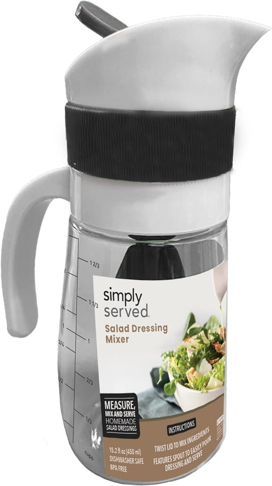Homemade Salad Dressing Mixer, Set of 1 | Measure, Mix, and Serve Homemade Salad Dressing, Easy Pour Spout, BPA-Free and Dishwasher Safe