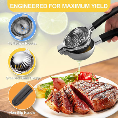 Premium 316L Medical-Grade Stainless Steel Lemon Squeezer - Baby-Safe Citrus Juicer, Heavy-Duty Manual Lime Squeezer with Zero Heavy Metal Leaching