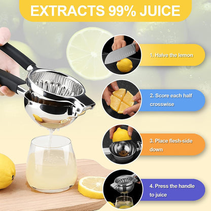 Premium 316L Medical-Grade Stainless Steel Lemon Squeezer - Baby-Safe Citrus Juicer, Heavy-Duty Manual Lime Squeezer with Zero Heavy Metal Leaching