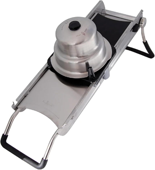 LA MANDOLINE REVOLUTION MASTER - Removable, Double-Sided Stainless Steel Blade - Ideal for Cutting, Shredding, Dicing & Cubing - Includes 6 Julienne Blades & Extra Pusher - Made in France