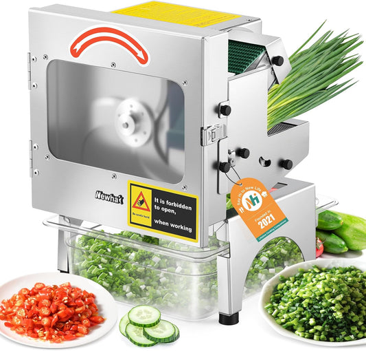 Commercial Veggie Slicer, with Conveyor Belt Cutter 200W 110V | 400lb/h Output, 1-35mm Adjustable Thickness, Cuts Cucumber, Scallion, Green Bean, Banana