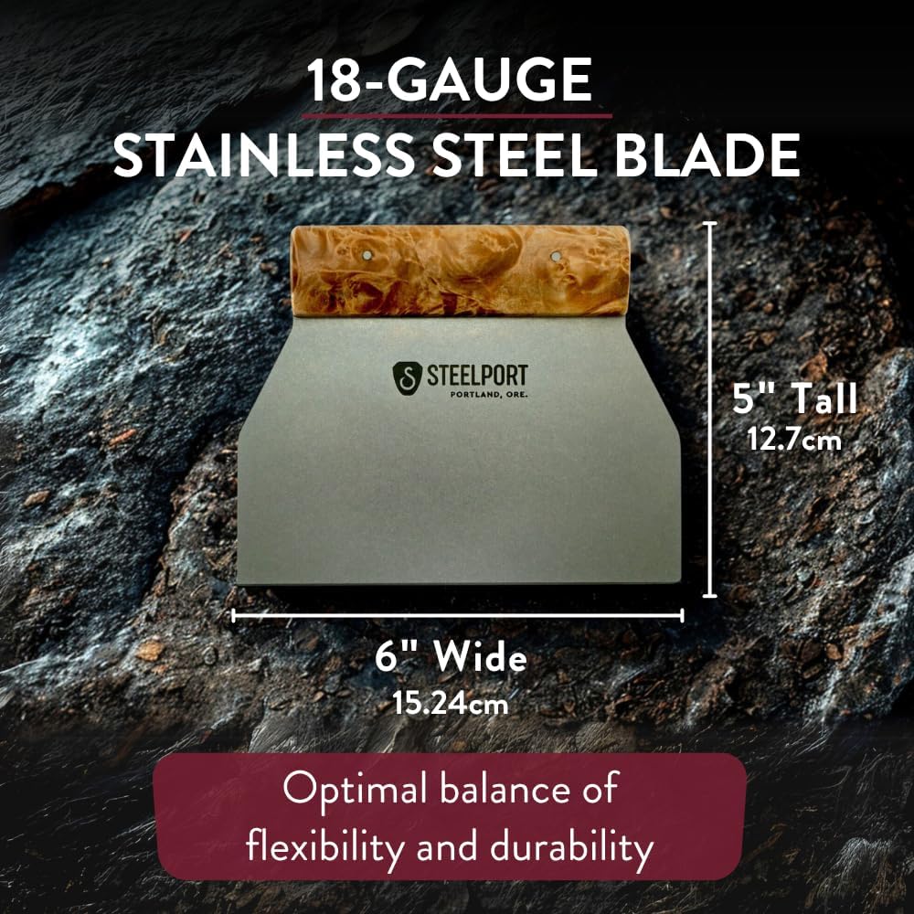 STEELPORT Bench Scraper | Dual Edge Stainless Steel Dough Cutter, USA Made