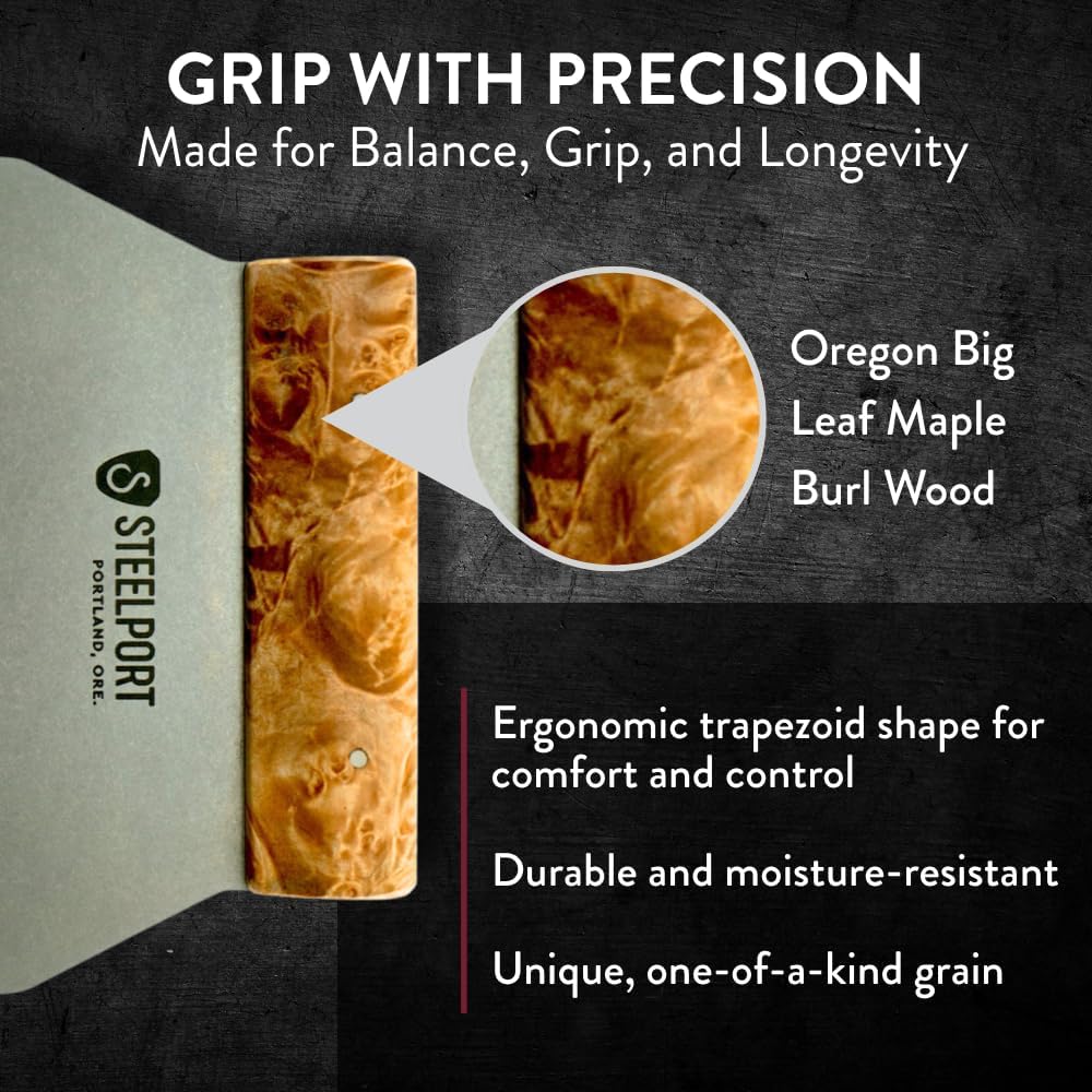 STEELPORT Bench Scraper | Dual Edge Stainless Steel Dough Cutter, USA Made