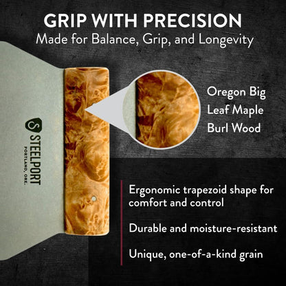 STEELPORT Bench Scraper | Dual Edge Stainless Steel Dough Cutter, USA Made