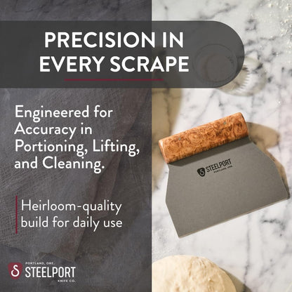 STEELPORT Bench Scraper | Dual Edge Stainless Steel Dough Cutter, USA Made