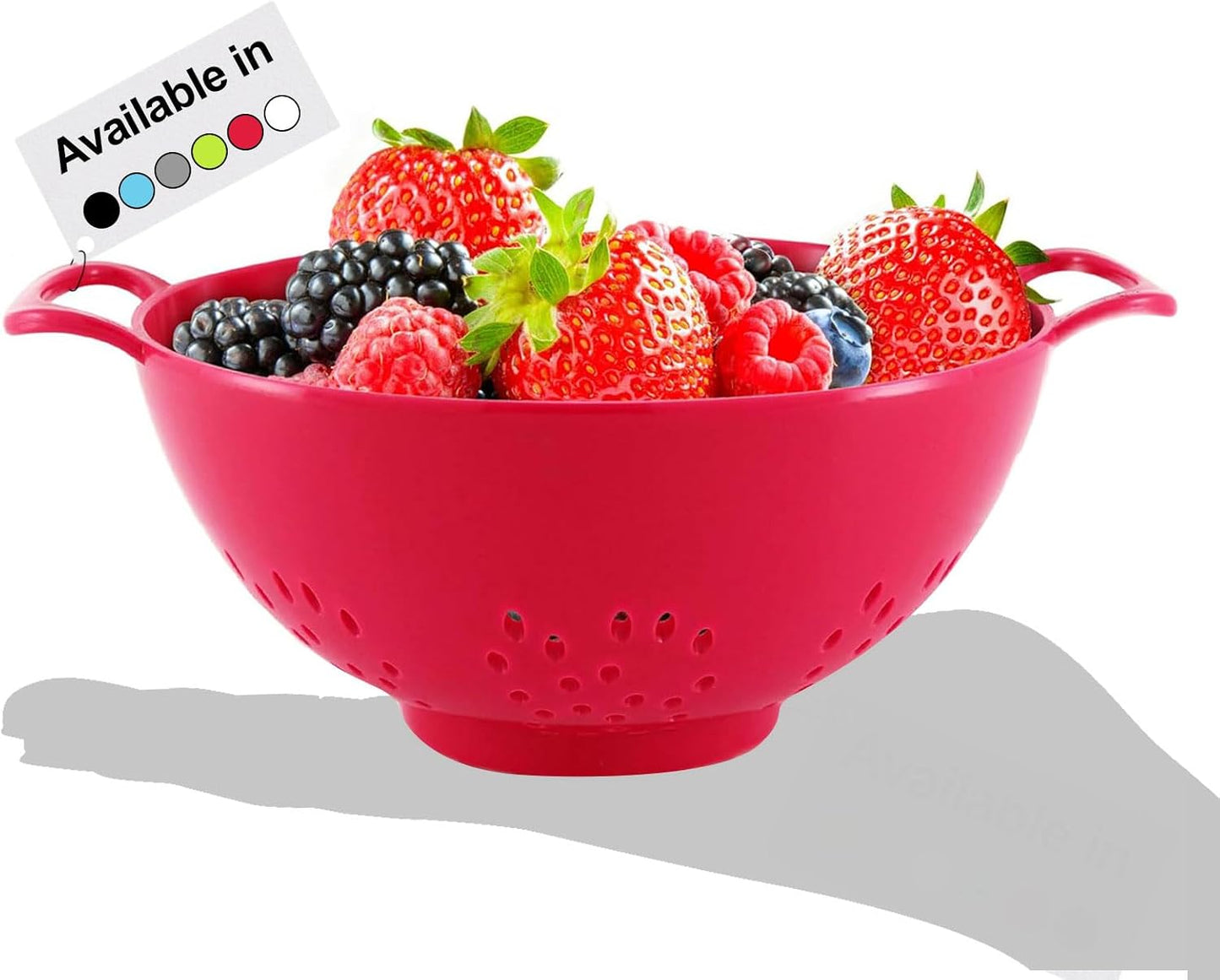 6-inch Small Colander, BPA-Free, Dishwasher Safe, Double Handles, Compact Food Strainer for Berries, Veggies and Pasta, 3-Cup Capacity, Smooth White