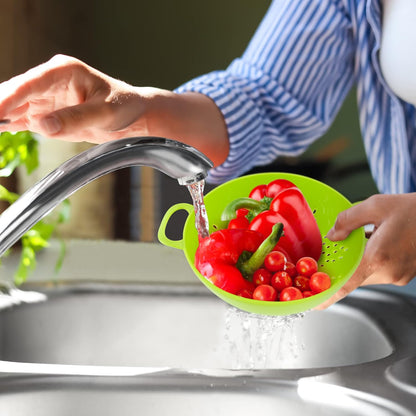6-inch Small Colander, BPA-Free, Dishwasher Safe, Double Handles, Compact Food Strainer for Berries, Veggies and Pasta, 3-Cup Capacity, Smooth White