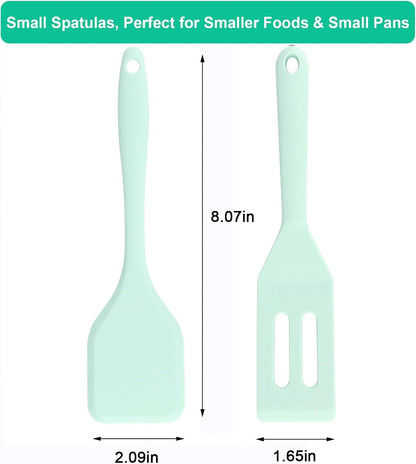 （2 Pack） Heat-Resistant Flexible Silicone Spatula for Baking, Cooking, Small Silicone Spatula Kitchen Utensils for Cookies & Brownies, Mini Rubber Spatulas for Nonstick Cookware (Green)