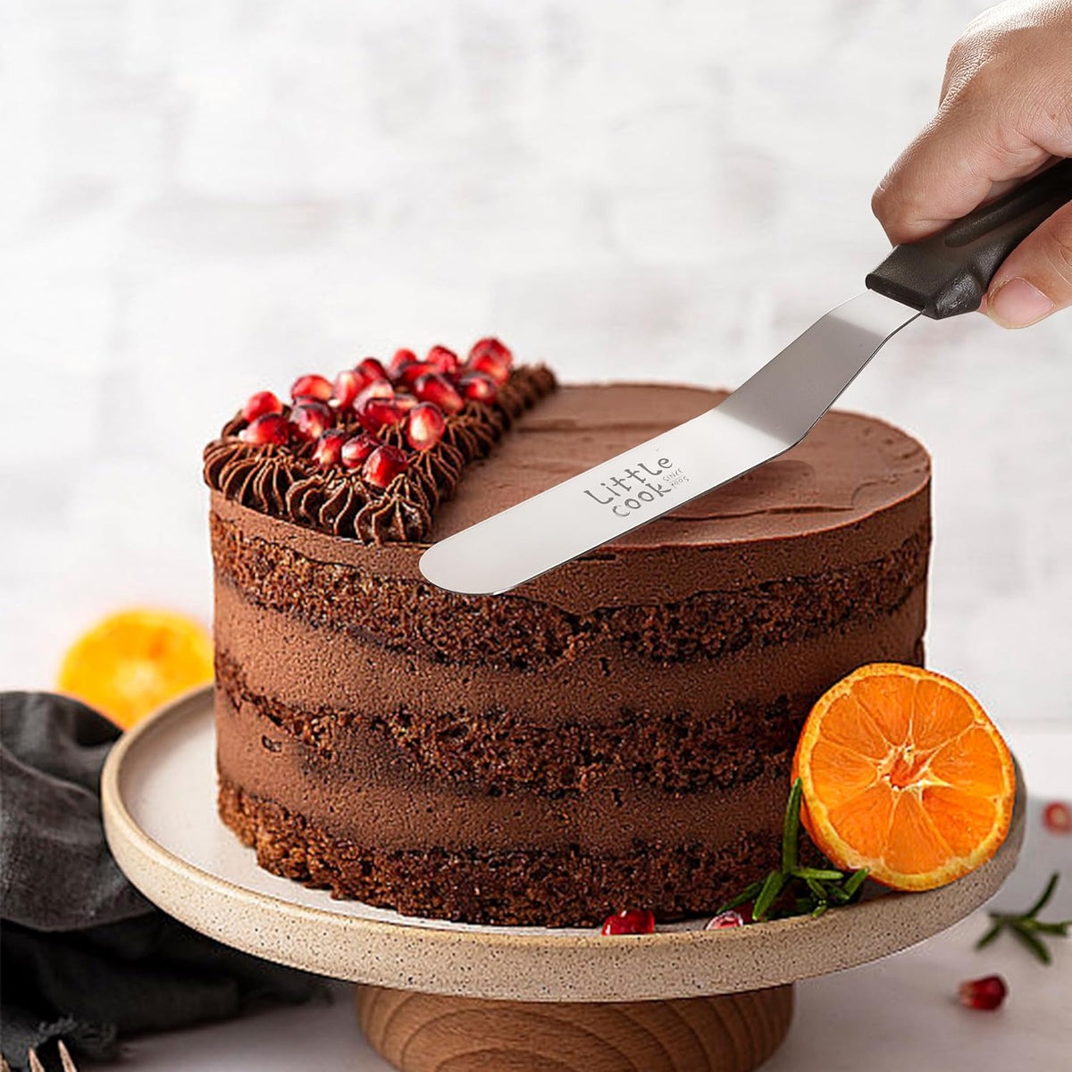 Icing Spatula, Little Cook Stainless Steel Offset Spatula, Cake Spatula with Ergonomic PP Handle, Multi-purpose Frosting Spreader for Home, Kitchen, Baking, Dishwasher Safe (6 inch)