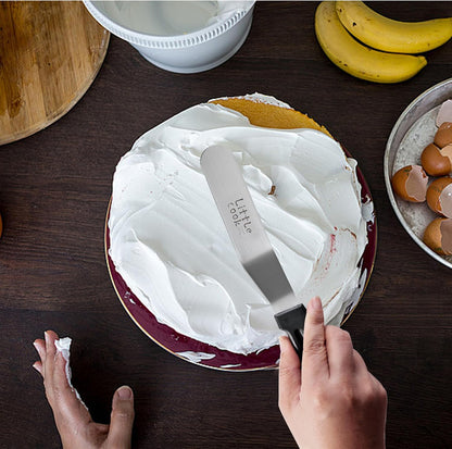 Icing Spatula, Little Cook Stainless Steel Offset Spatula, Cake Spatula with Ergonomic PP Handle, Multi-purpose Frosting Spreader for Home, Kitchen, Baking, Dishwasher Safe (6 inch)