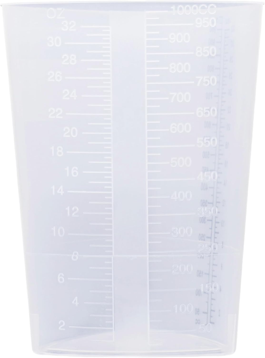 32 oz Graduated Triangular Intake Output Container, Plastic, 5 Pack | Easy-to-read oz & cc markings for accurate measuring, ideal for specimen collection, paint, epoxy mixing and laboratory use