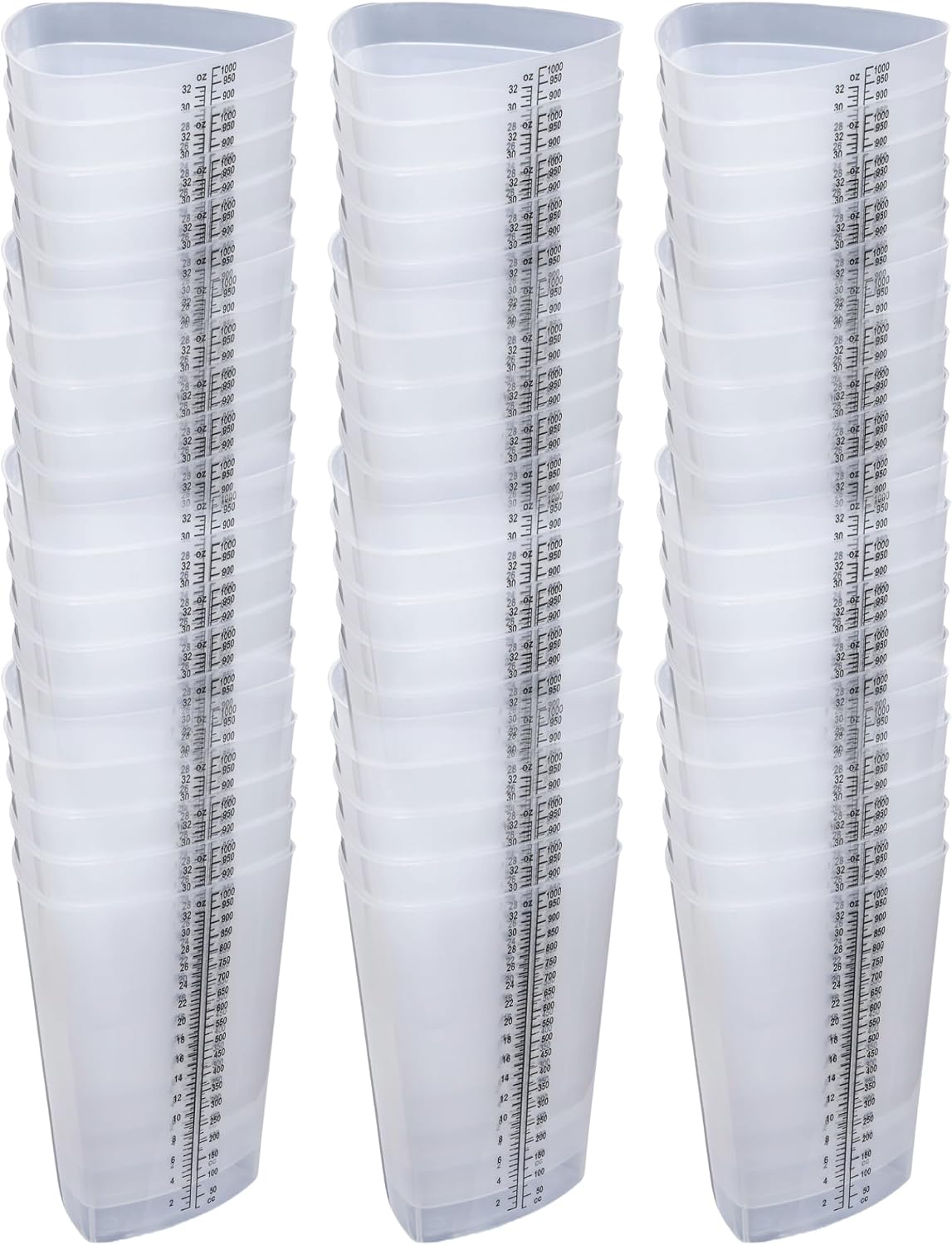 32 oz Graduated Triangular Intake Output Container, Plastic, 5 Pack | Easy-to-read oz & cc markings for accurate measuring, ideal for specimen collection, paint, epoxy mixing and laboratory use