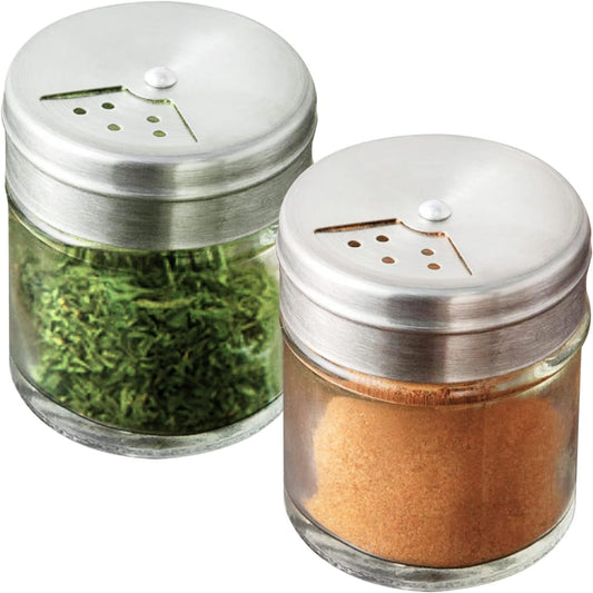 CUSINIUM 2-Pack 1.5oz Glass Spice Seasonings Shaker With Adjustable Lid